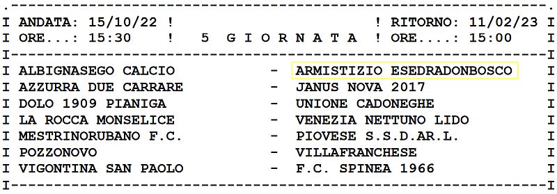 5^ giornata Calcio Armistizio Esedra Don Bosco Padova Juniores Elite U19 - Girone C Stagione Sportiva 2022-2023